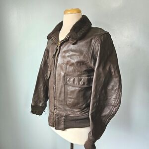 Vtg 1971 US Navy G-1 Flight Jacket Brill Bros Brown Leather Bomber Sz 40 Vietnam